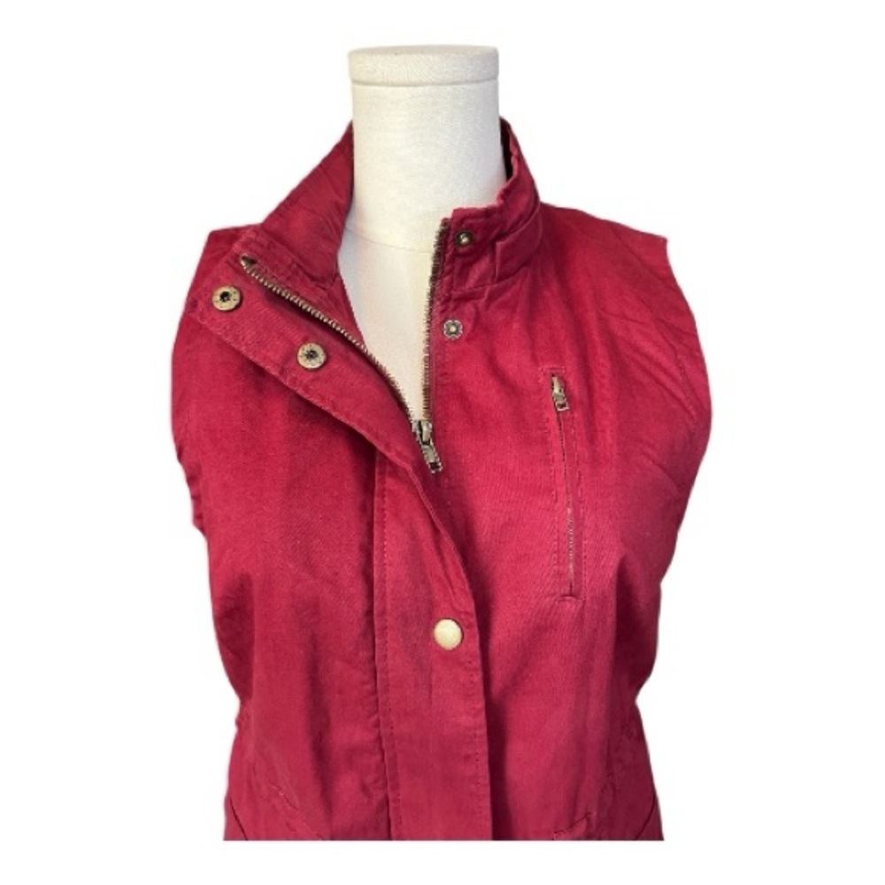 EUC Love Tree burgundy utility vest with drawstring waist – size S - Picture 2 of 10
